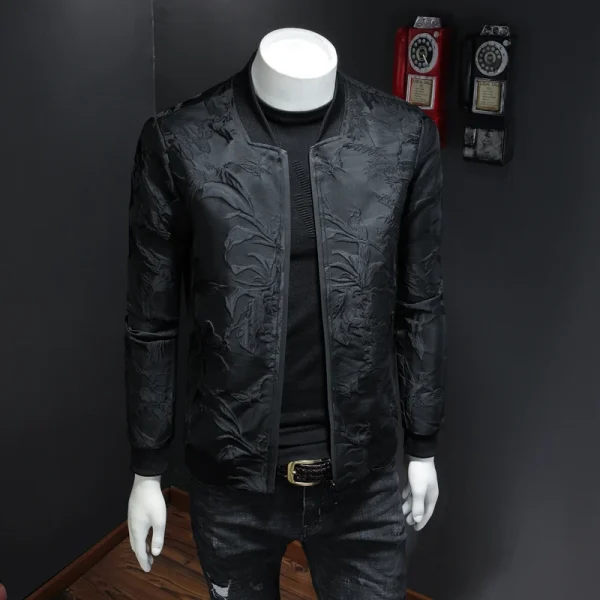 2025 Fall Windbreaker Clothes Vintage Jacket Coat Paisely Floral Men's Vintage Business Bomber Jacket with Jacquard - Image 2