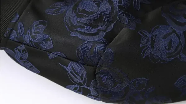 Men's Plus Size 6XL Vintage Business Blue Black Jacquard Jacket Casual Cardigan Zipper Coats with Flowers for 2025 Spring - Image 4