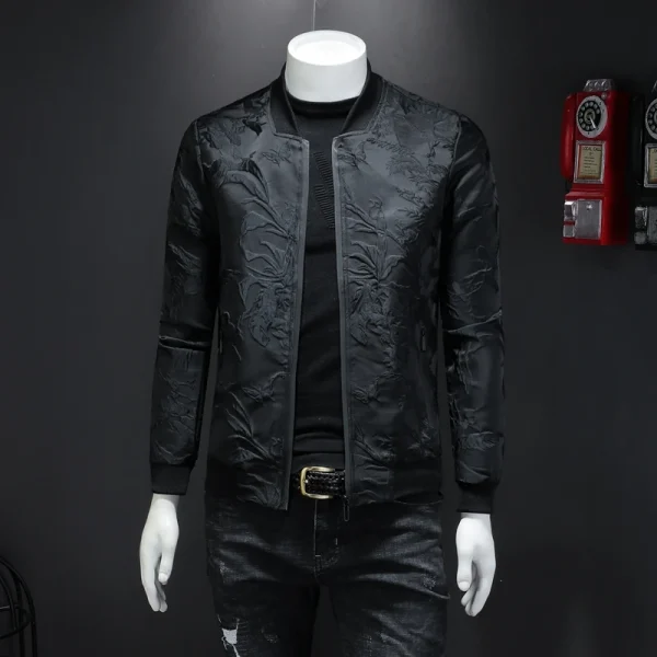 2025 Fall Windbreaker Clothes Vintage Jacket Coat Paisely Floral Men's Vintage Business Bomber Jacket with Jacquard