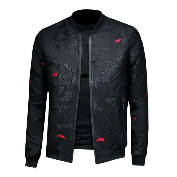 Women's Casual Slim Jacket Coat Man 2025 Autumn New Floral Jacket Men's Fashion Vintage Business Bomber Jacket with Jacquard - Image 6