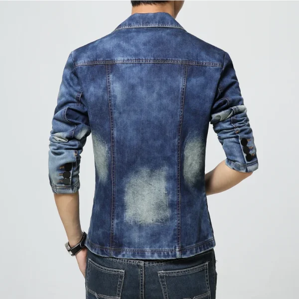 Men's 2025 New Men's Slim Denim Jacket with Single Button Casual Jaqueta Denim Denim Suit Jacket Brand Men's Blazer Slim Suit - Image 2
