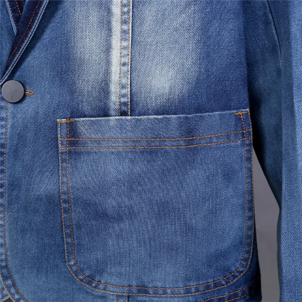 Men's 2025 New Men's Slim Denim Jacket with Single Button Casual Jaqueta Denim Denim Suit Jacket Brand Men's Blazer Slim Suit - Image 4