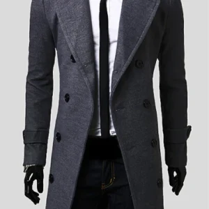 Men's Long Coat, Autumn/Winter Double-breasted Windproof Slim Trench Coat, Plus Size, 2025 New Fashion Designer