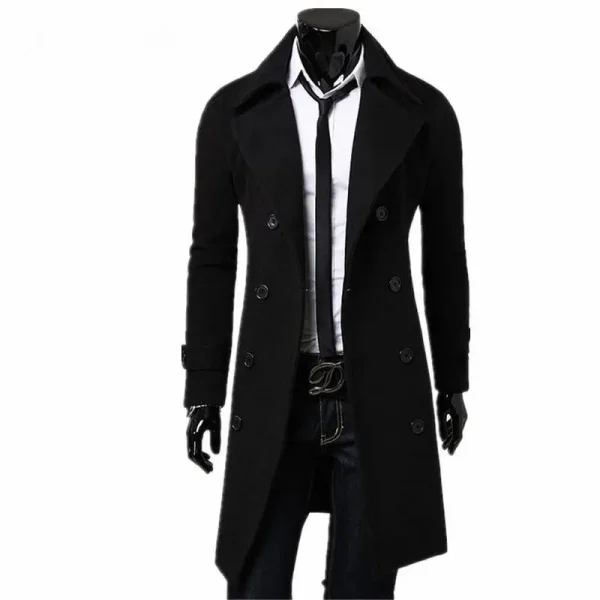 Men's Long Coat, Autumn/Winter Double-breasted Windproof Slim Trench Coat, Plus Size, 2025 New Fashion Designer - Image 2
