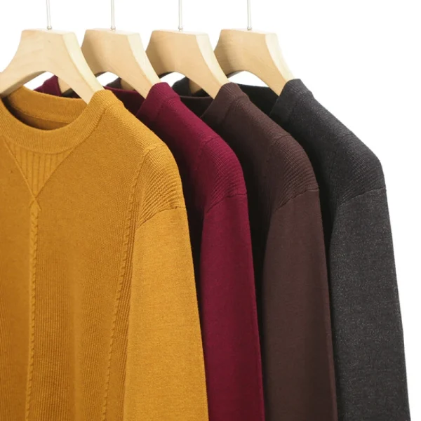 Men's business casual sweater with an O-neck, cozy long sleeves, and solid colors for fall and winter. - Image 2