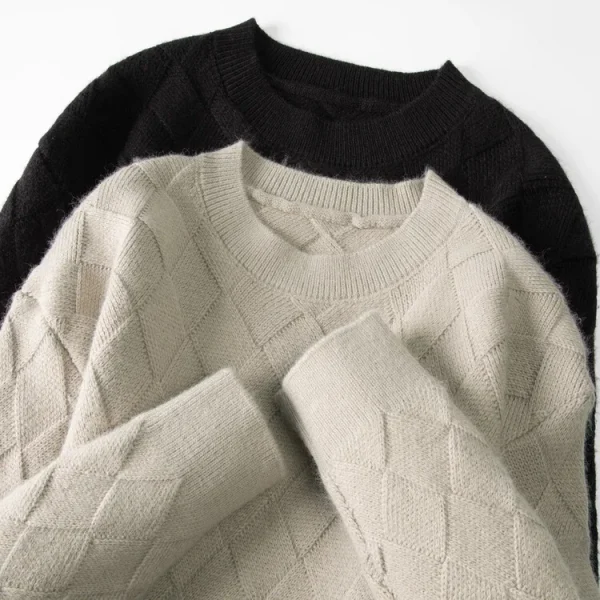 Grid of Solid Colors Premium Men's Warm Bottomed Pullover Sweater with a Loose Casual O-neck for Fall and Winter. - Image 16