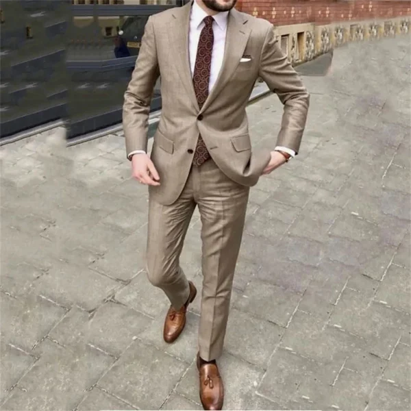 Superior Men's Solid Color Suit, Slim Two-Piece Jacket, Single-Breast, Notch Lapel Blazer, Formal Business Wear - Image 2