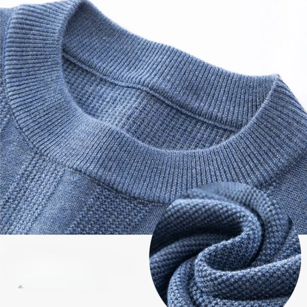 Premium Men's Autumn and Winter Warm Sweater, O-neck Solid Color Pullover Sweater, Daily Slim-fit Bottoming Shirt. - Image 4