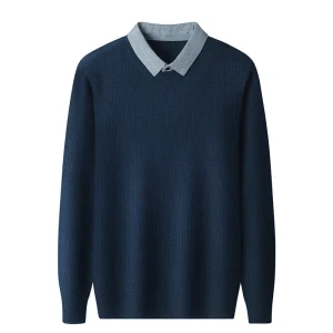Popularity of Youth Woolen Sweaters for Men Lapel Pullover with Long Sleeves Men's Vintage Sweater Clothing, Youth Sweater, and Knitwear