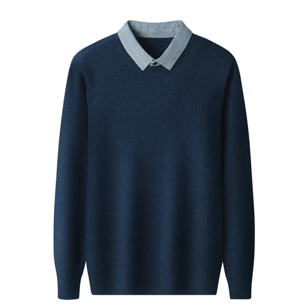 Popularity of Youth Woolen Sweaters for Men Lapel Pullover with Long Sleeves Men's Vintage Sweater Clothing, Youth Sweater, and Knitwear