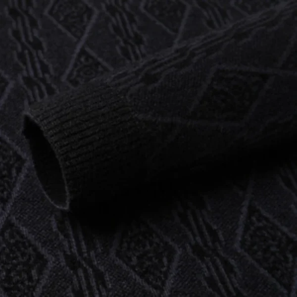 Stretchable knit sweater with a geometric pattern, perfect for work casual wear. - Image 5