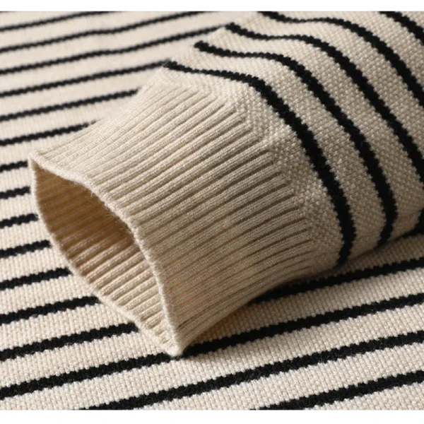 High-quality men's O-neck sweater with stripes, perfect for keeping warm in the fall of 2024. - Image 5