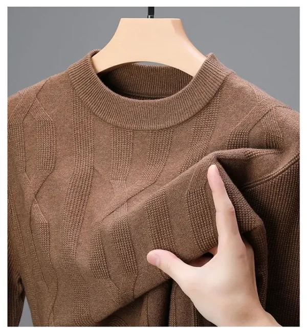 Premium Men's Autumn and Winter Warm Sweater, O-neck Solid Color Pullover Sweater, Daily Slim-fit Bottoming Shirt. - Image 10