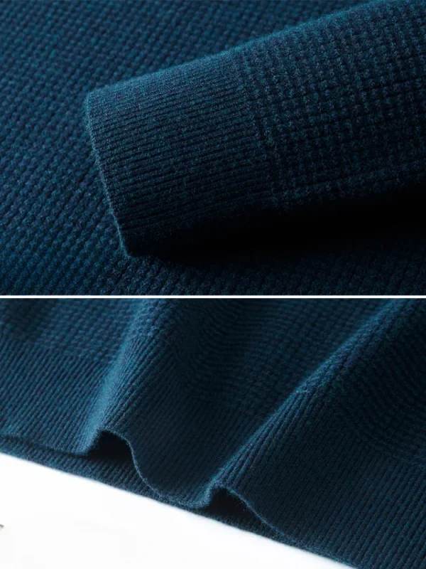 Fashion City Men's Round-Necked Autumn Pullover, Iron-Free Knitwear, Business, Leisure, Velvet Waffle Sweater, 2025 - Image 5