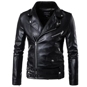 Fashion Brand Designer Punk Wind Oblique Zipper Men's Leather Jacket Coat 2025 New Motorcycle Pilot Leather Jacket