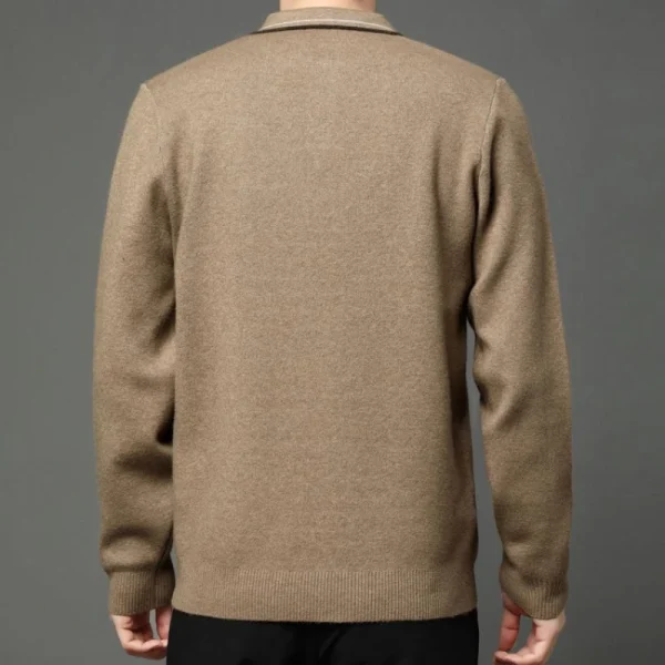 Superior Men's Solid Color Pullover Sweater with Stretchable Flip Collar, Ideal for Everyday Commuting. - Image 2
