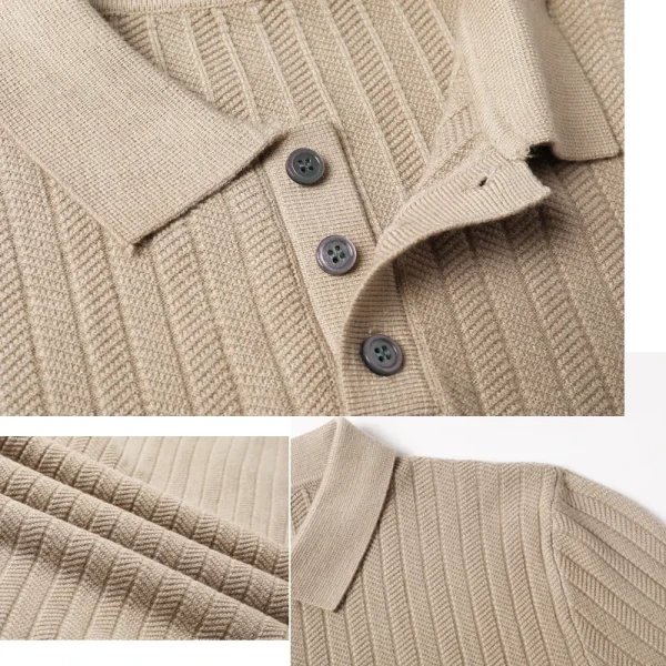 Men's Thickened Polo Shirt: Loose Fit, Warm, Everyday Knit Sweater with Stretch Collar for Business Casual - Image 5