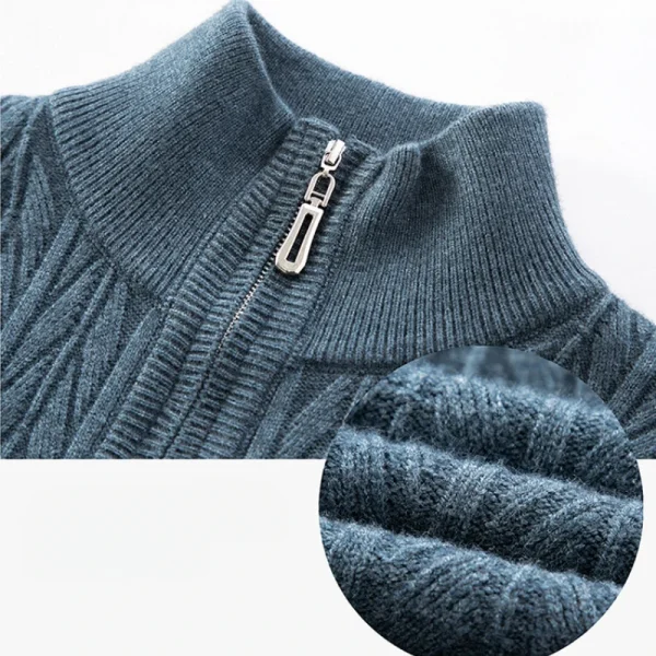 Premium Men's Business Casual Sweater with a semi-high neck, 2024: A Warm, Stretchy, Striped Pullover - Image 4
