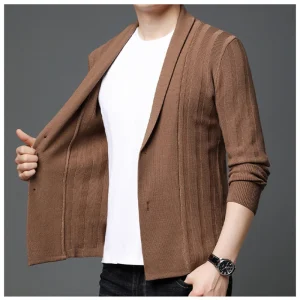 Superior Men's Knitted Sweater, Spring and Fall Knitted Cardigan, Everyday Use, Stylish Travel Coat
