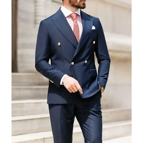 Best Men's Wedding Blazer Suits for 2025 Double-breasted, peak-lapel, two-piece jacket and pants sets, premium men's apparel Terno - Image 2