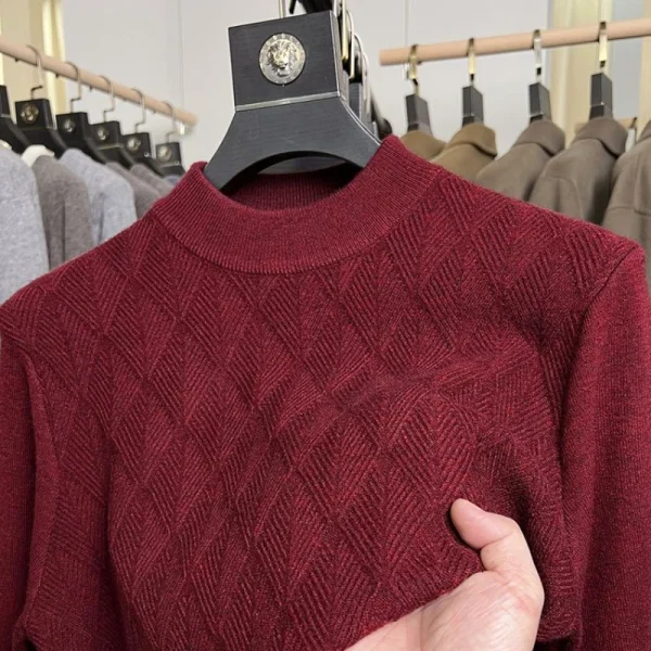 Superior Men's O-neck Solid Color Thick and Warm Sheep Wool Blended Knitwear for 2025