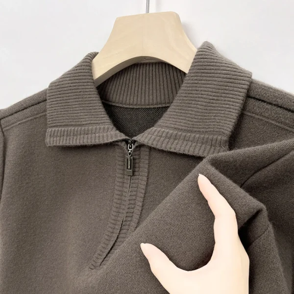 Men's Solid Color Half-zip High-neck Sweater for Autumn 2024 New Knitted Sweater. - Image 2