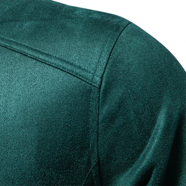 Fashion Casual Business Faux Leather Trucker Jackets for Men: New Stand Collar Zip Suede Jacket - Image 3