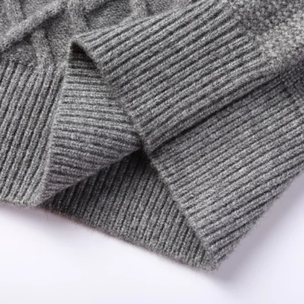 Trendy Men's Half Zip Wool Sweater 2024 Autumn Winter New Casual Style High Neck Knitted Pullover in Thick Solid Color - Image 5
