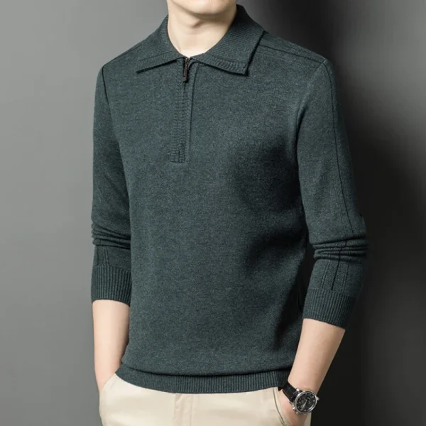 Men's Solid Color Half-zip High-neck Sweater for Autumn 2024 New Knitted Sweater.