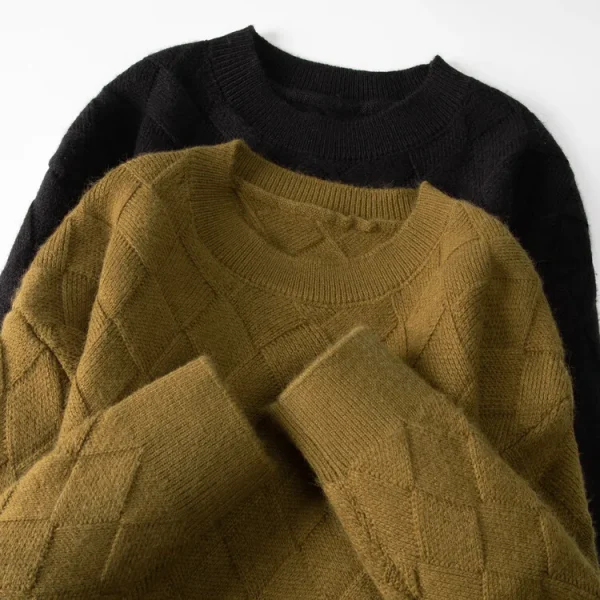 Grid of Solid Colors Premium Men's Warm Bottomed Pullover Sweater with a Loose Casual O-neck for Fall and Winter. - Image 18
