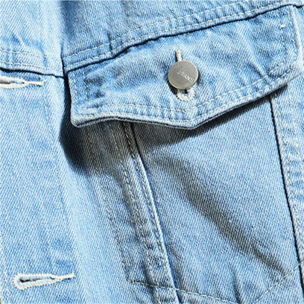 Men's Hooded Casual Denim Jacket Streetwear Solid Color Denim Jackets with a Turn-down Collar Men's Jacktite Hat Detachable - Image 6