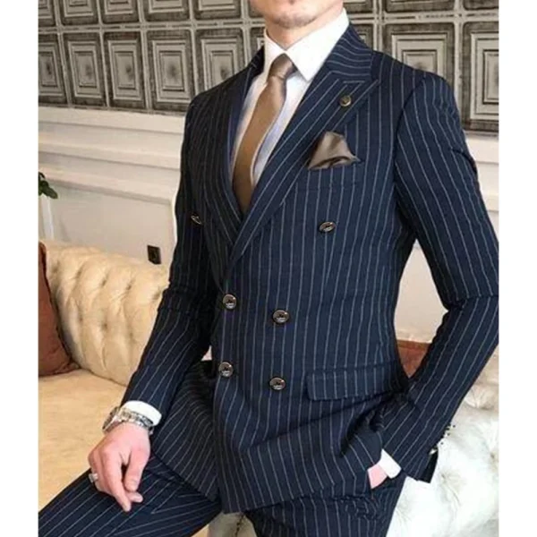 High-end men's suits, double-breasted, peak-lapel, regular-length, two-piece jackets, pants, and blazer shirts - Image 2