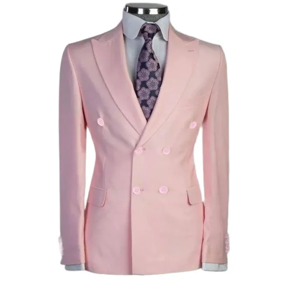High-quality, double-breasted men's suits with peak lapels, regular length, two-piece jackets, and slim-fitting pants for formal evening parties in 2025 - Image 3
