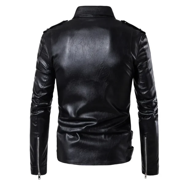 Fashion Brand Designer Punk Wind Oblique Zipper Men's Leather Jacket Coat 2025 New Motorcycle Pilot Leather Jacket - Image 4