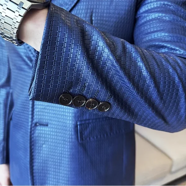 Fashion Business Slim Fit Casual Men's Suit Coats Tuxedos Men's Clothes Waffle Premium Korean Slim Fit Leather Jacket - Image 6