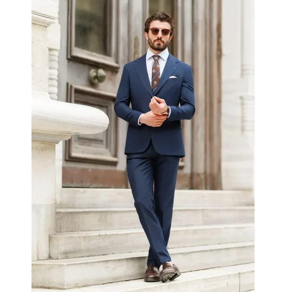 Superior Business Outfits in Luxurious Navy Blue Men's Suits Full Set of Two-Piece Jacket and Pants with Single Breasted Notch Lapel Slim Fit 2025 - Image 3