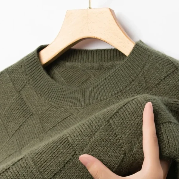 Grid of Solid Colors Premium Men's Warm Bottomed Pullover Sweater with a Loose Casual O-neck for Fall and Winter. - Image 10