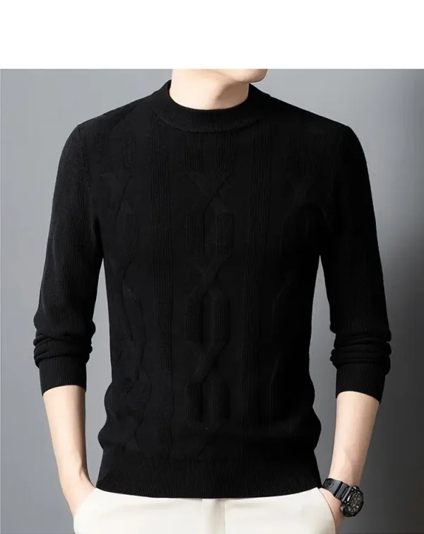 Premium Men's Autumn and Winter Warm Sweater, O-neck Solid Color Pullover Sweater, Daily Slim-fit Bottoming Shirt. - Image 6