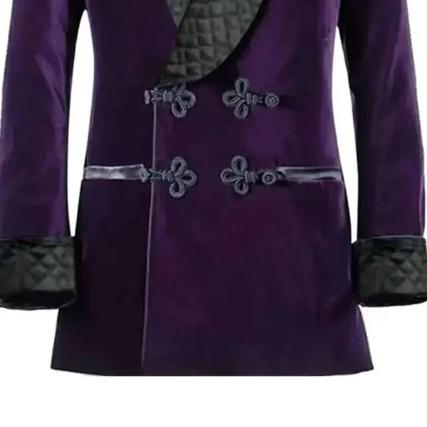 Stylish and Formal Men's Suits Men's One-Piece Luxury Smoking Blazer Costume with Double Breasted Shawl Lapel Purple Velvet - Image 4