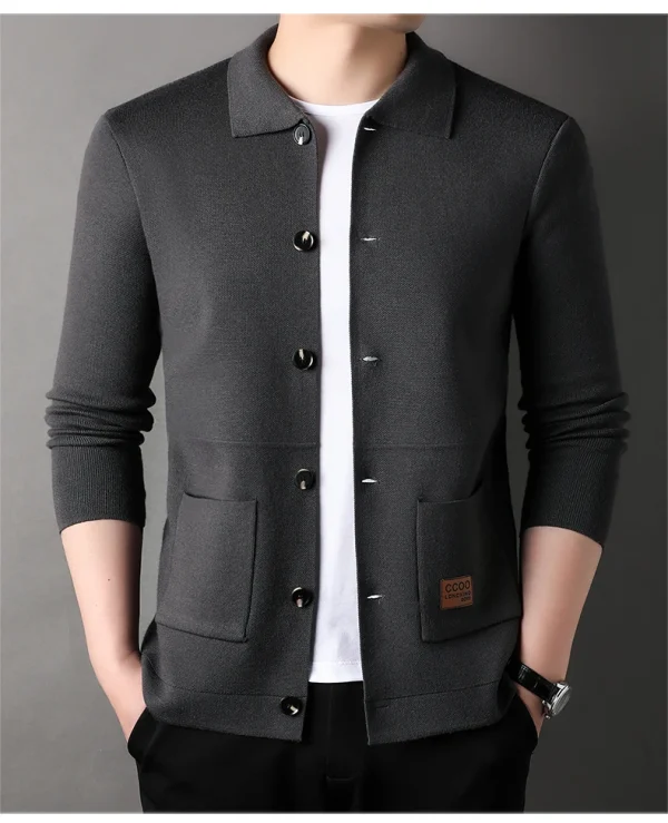 New Men's Long-Sleeved Sweater Youth Popularity Cardigan for Fall and Winter Men's Youth Thin Coat with Lapel Sweater Knitwear - Image 6