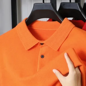 Men's long-sleeved, solid-colored, business casual sweater in the new autumnal style of 2025 A adaptable, elastic, and warm polo shirt