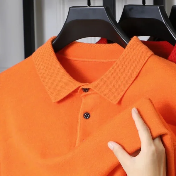 Men's long-sleeved, solid-colored, business casual sweater in the new autumnal style of 2025 A adaptable, elastic, and warm polo shirt