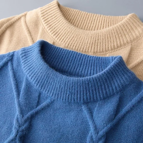 Superior Men's Solid Color Men's Cozy Pullover Knitted Sweater for Autumn and Winter 2024. - Image 4