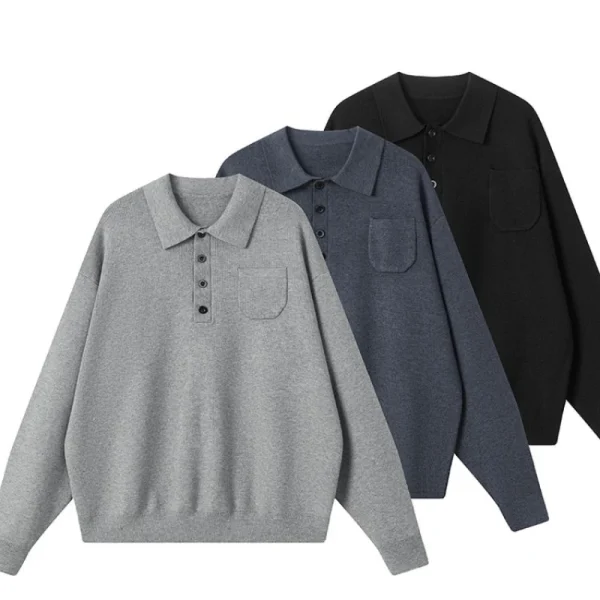 Solid-colored, heavy-duty sweatshirt Men's Loose Casual Solid Color Daily Commuting Sweater with a Base Shirt - Image 2