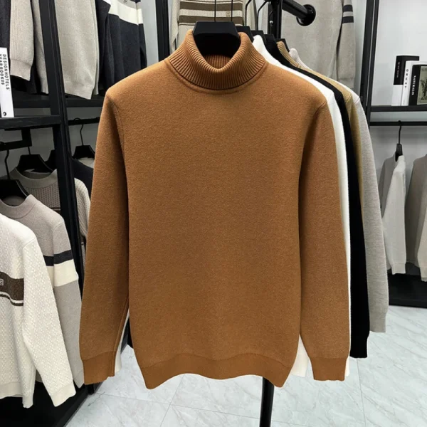 Men's Premium Turtleneck Sweater, Long-Sleeved Slim Fit Pullover, Stylish, Good-Looking, Pure-Color T-Shirt - Image 2