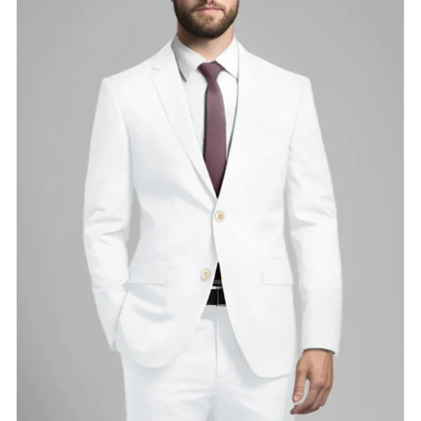 Summertime White Men's Casual Two-Piece Jacket Outfits with a Single Breasted Notch Lapel Men's Slim Fit Terno Blazer Costume 2025 - Image 3