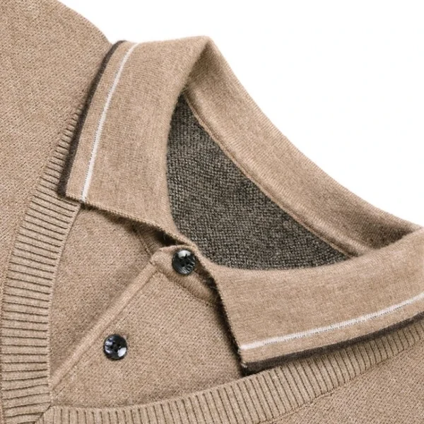 Superior Men's Solid Color Pullover Sweater with Stretchable Flip Collar, Ideal for Everyday Commuting. - Image 3