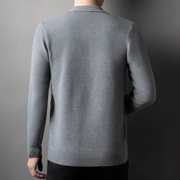 Business Casual Men's Versatile Knitted Pullover Sweater with Warm Collar for Autumn and Winter - Image 2