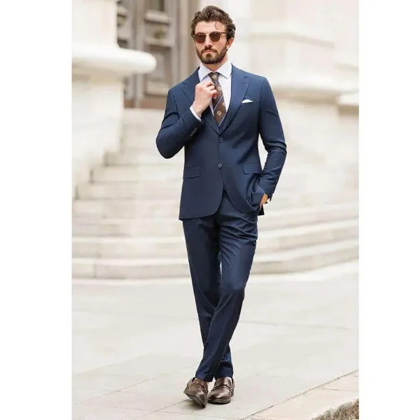 Superior Business Outfits in Luxurious Navy Blue Men's Suits Full Set of Two-Piece Jacket and Pants with Single Breasted Notch Lapel Slim Fit 2025 - Image 2