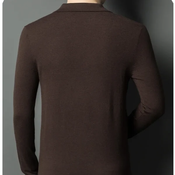 Men's Business Casual Slim-Fitting Wool Textile Sweater, Gentleman Polo Shirt, and Blouse Collar Knitted Pullover for Fall and Winter - Image 3